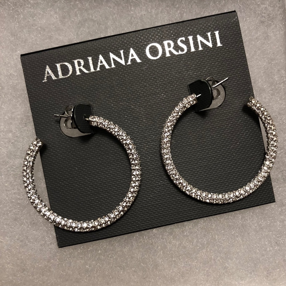 Adriana Orsini cubic zirconia hoop earrings, excellent!